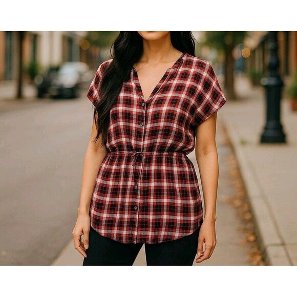 Speed Limit Top Women Size 3X Red Short Sleeve Lightweight Elastic Waist Band - Picture 1 of 12